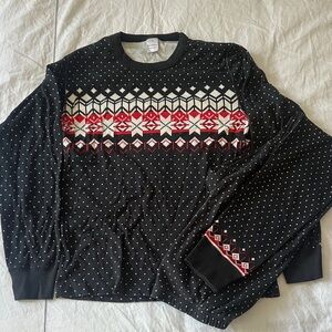 Hanna Andersson Men’s Nordic Pajama Set- Blue/Red Crewneck & Pants, Size M